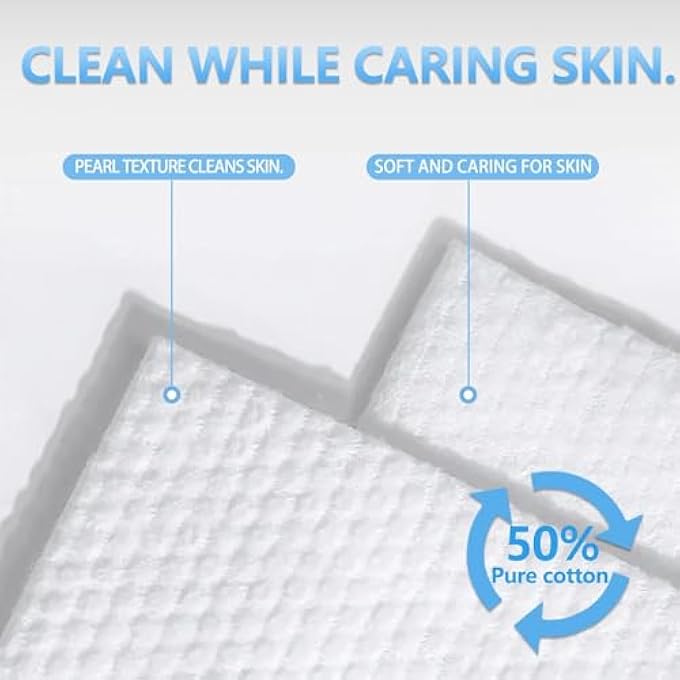 NALACAL FACE TOWEL, DISPOSABLE FACIAL TOWELS MAKE UP COTTON TISSUES WIPES FOR FACE LINT FREE FOR SENSITIVE SKIN FACE MAKEUP (3 * 100 COUNT) - Image 4
